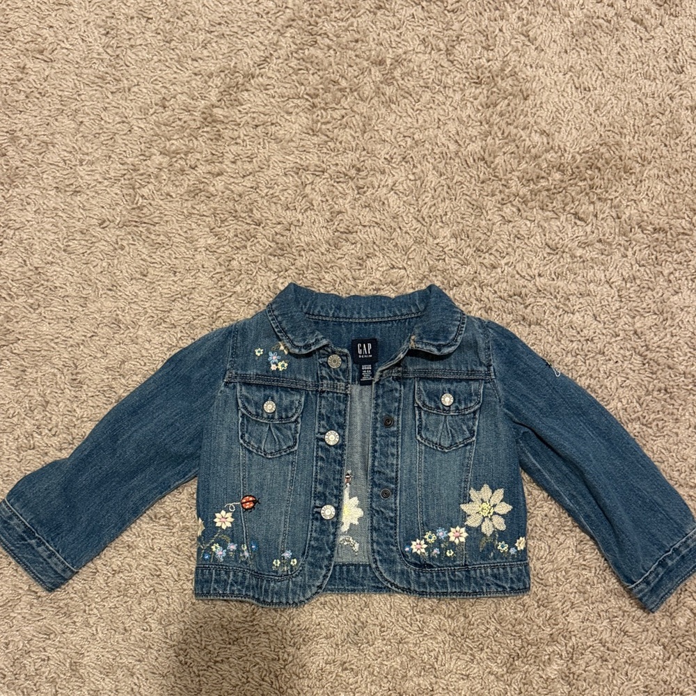 GAP Kids Denim Jacket with Floral Details